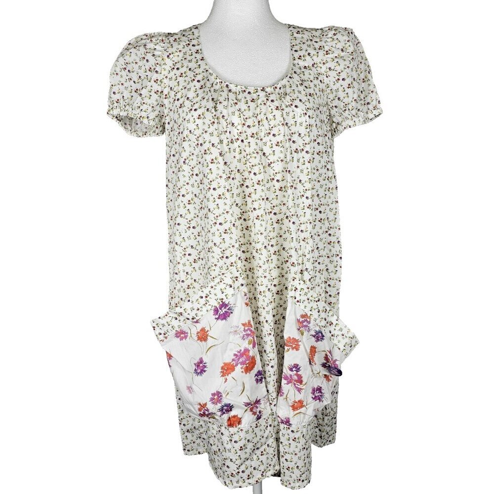 Fiorucci Size 40 Mini Shift Dress Ditsy Floral Summer Dress Pockets New
